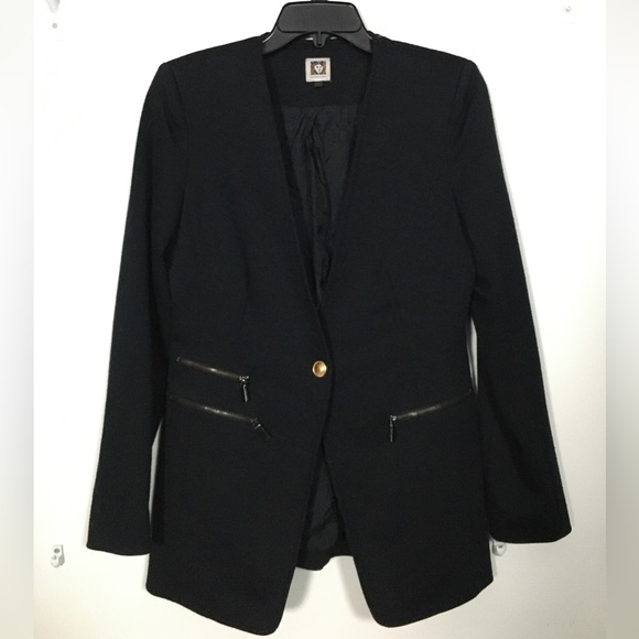 Anne Klein Black Blazer Single Button Blazer Size 6 - Picture 1 of 5